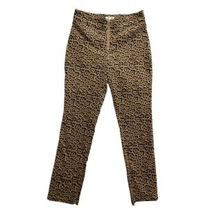 Good American Pants Womens 10 Leopard Print Zipper Fly Straight Leg